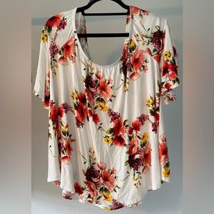 e. Luna Women’s Floral Off-the-Shoulder Blouse w/ Flutter Sleeves